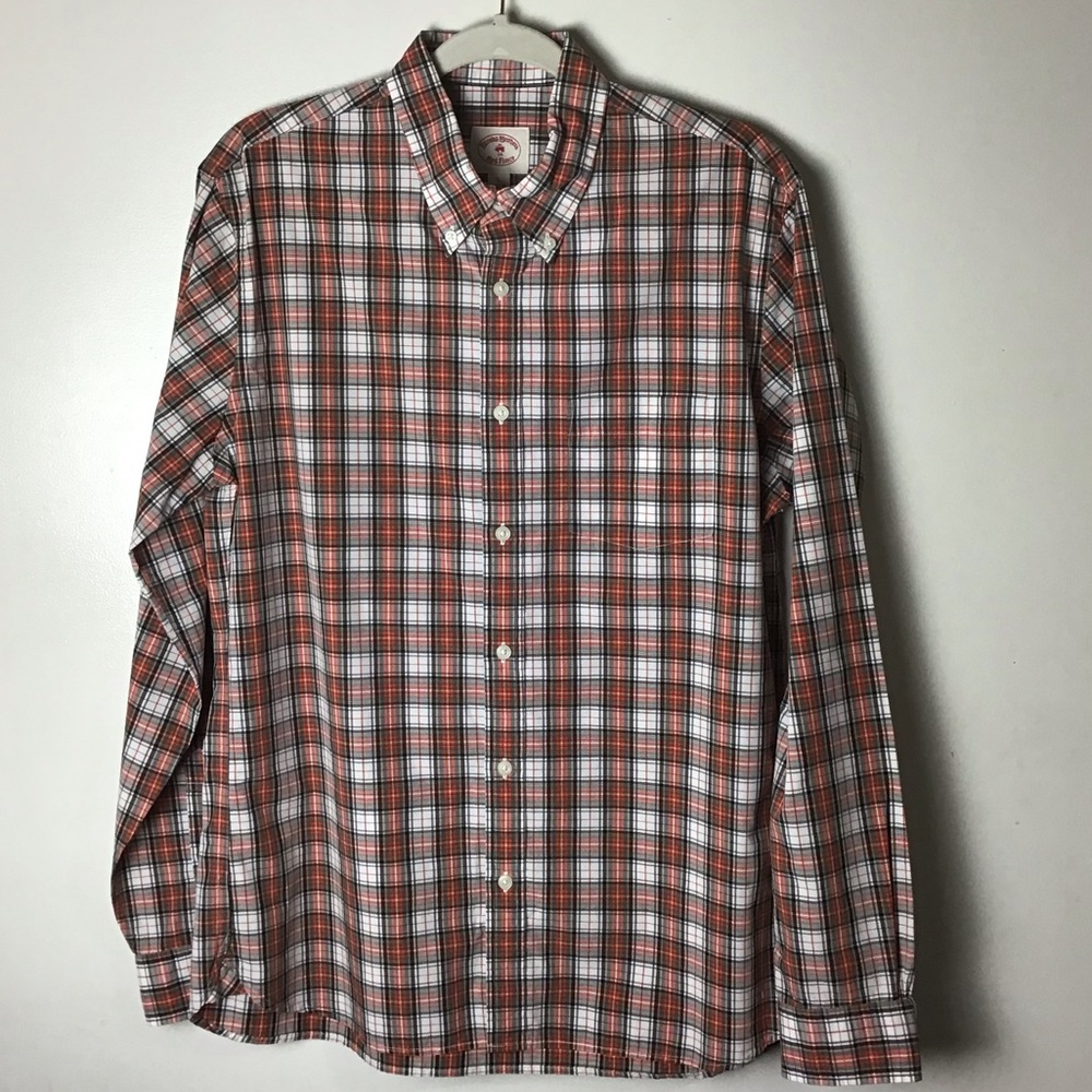Brooks Brothers red plaid cotton button down. L
